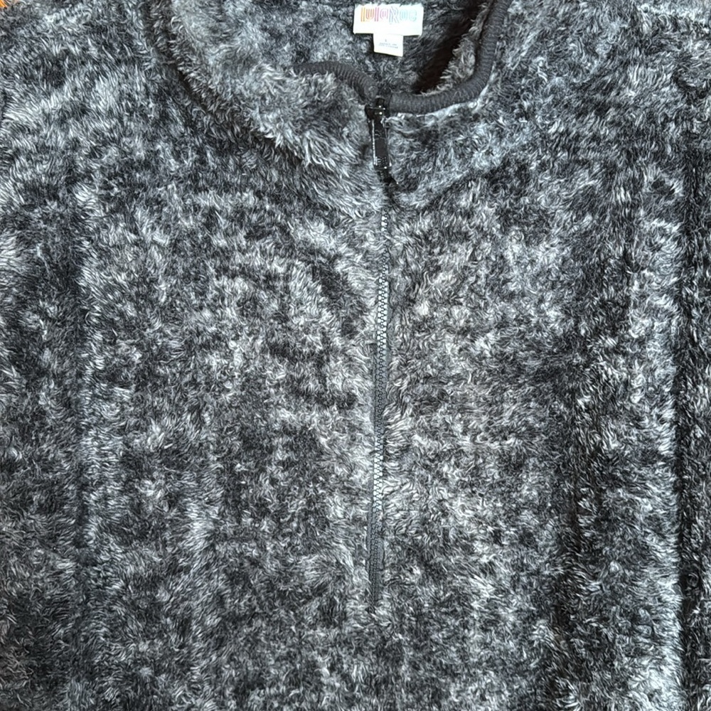 LuLaRoe Nancy Half Zip Pullover SO SOFT Gray Black Size Large - Picture 7 of 10